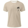 thumbnail image 4 of RYDCOT Men's T-Shirt Palm Trees Graphic Tees Cotton Round Neck Short-Sleeve Casual Tops Vacation Landscape Printed T-Shirt Khaki, 4 of 4