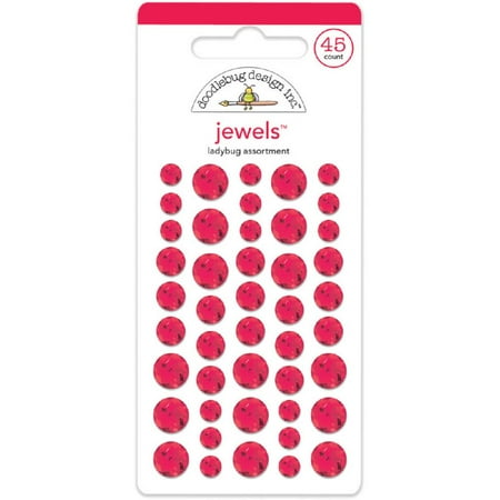 UPC: 0842715035041 | Doodlebug Adhesive Jewels 6mm 8mm & 10mm 45/Pkg-Ladybug