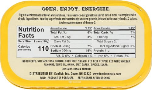 Freshé Gourmet Canned Tuna (Sicilian Caponata 10 pack of 4.25 oz. tin) Premium Sustainably Caught Canned Tuna that Makes a Perfect High Protein Backpacking Food.