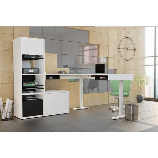 Bestar 130852000017 ProVega Height Adjustable LDesk with Storage