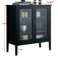 thumbnail image 4 of Delancey 2 Door Accent Display Storage Cabinet with Adjustable Shelves, Black Wood & Frosted Glass, Contemporary, 4 of 7