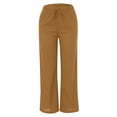 thumbnail image 2 of Women High Waisted Wide Leg Pants Fashion Drawstring Elastic Trousers Comfy Straight Leg Women Dress (2-Khaki, XL), 2 of 5