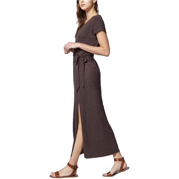 Sanctuary Clothing Vestido camisero con cinturón para mujer, marrón, extragrande