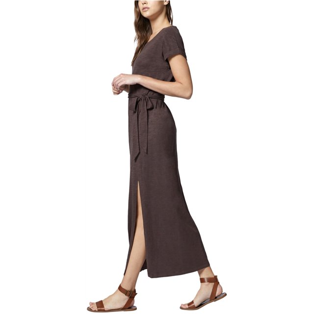 Sanctuary Clothing Vestido camisero con cinturón para mujer, marrón, extragrande