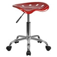 thumbnail image 1 of Vibrant Wine Red Tractor Seat and Chrome Stool, 1 of 9