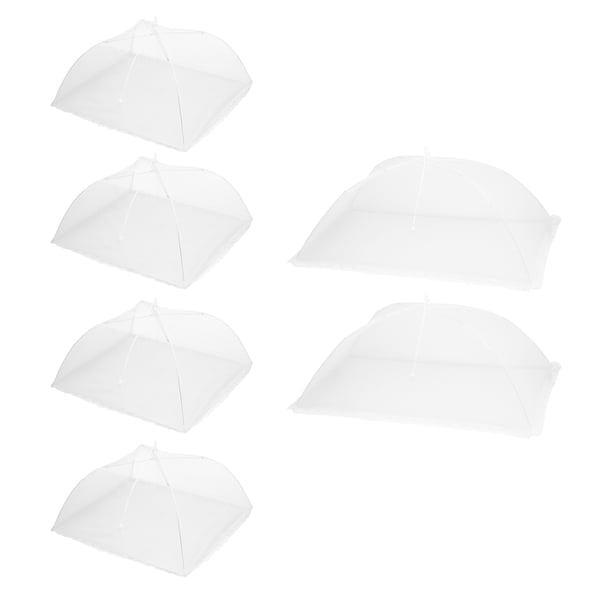 6 Piezas de Cubiertas de Alimentos Grandes y Altas 17"/24" Cubiertas de Malla para Alimentos para Exteriores, Cubiertas Protectoras Plegables, Blancas