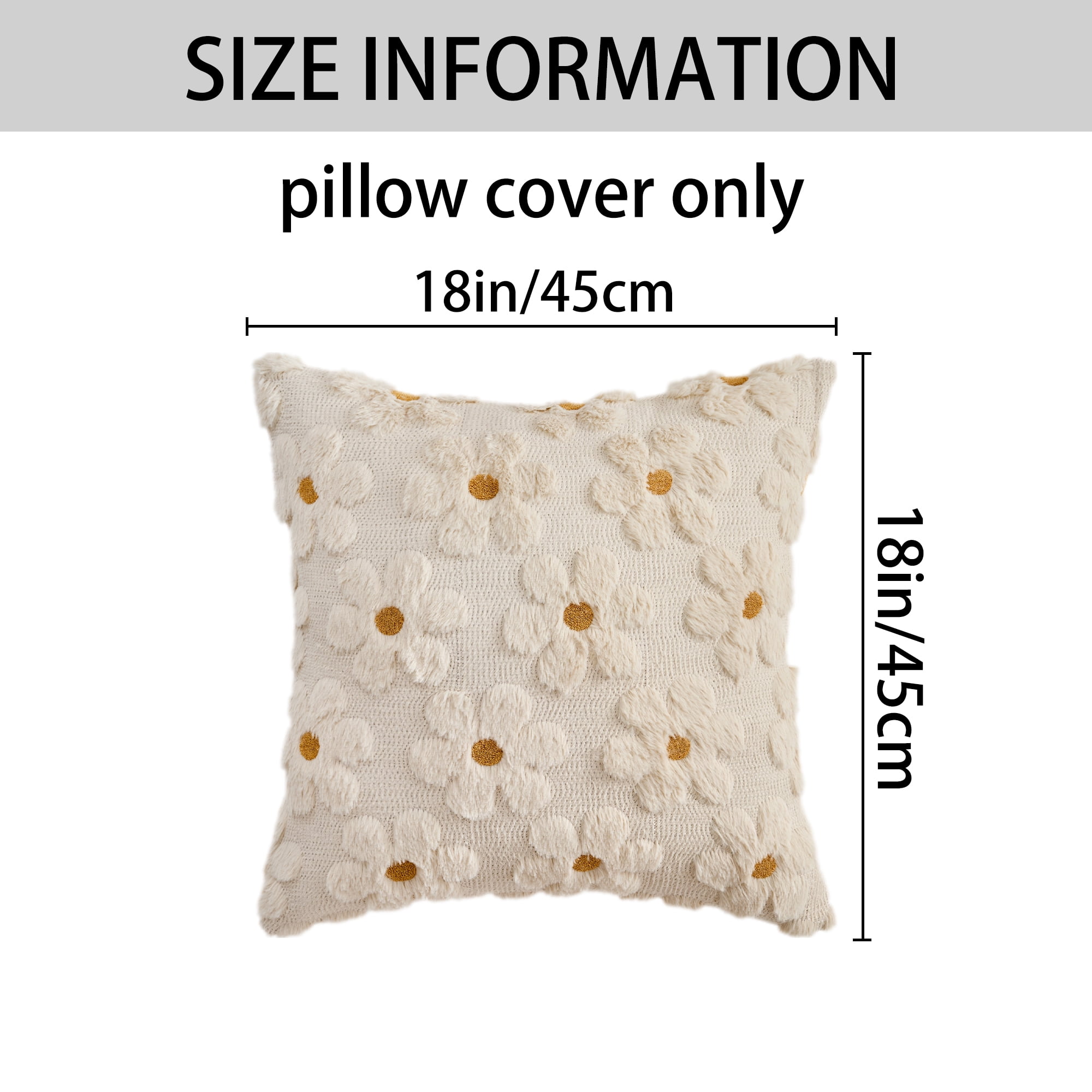Unique Bargains Throw Pillow Covers Set of 2 Floral Pillows for Sofa Decor Beige