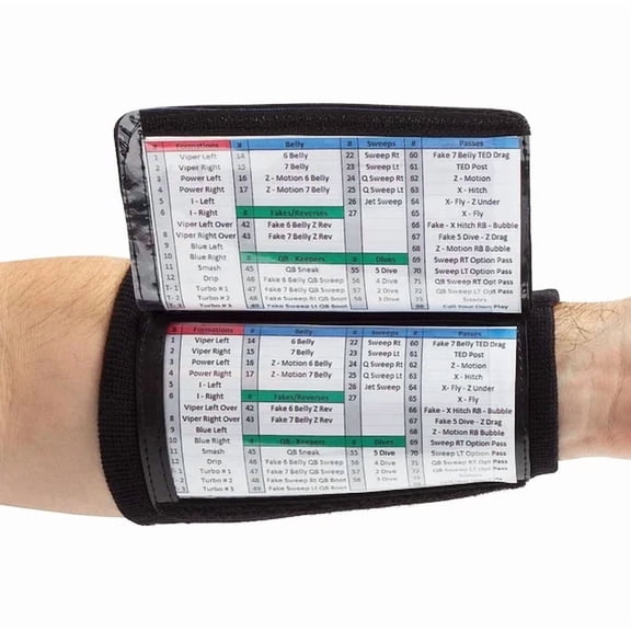 Football Play Wristbands - Youth Quarterback Gear - Wristband Playbook - Softball Wristbands for Signs