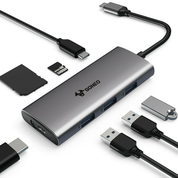 GONEO 7 in 1 USB C Hub,USB C Docking Station with 4K HDMI,3 Ports USB 3.0,100W PD,SD/TF Card Reader,USB C Dongle for MacBoook Pro,MacBook Air,Microsoft Surface Pro,Samsung Chromebook Pro,Dell XPS,Etc