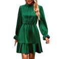 thumbnail image 1 of Gibobby Vestidos de sueter para mujer Vestido casual de color liso con cuello alto y cintura para mujer(Verde,G), 1 of 5