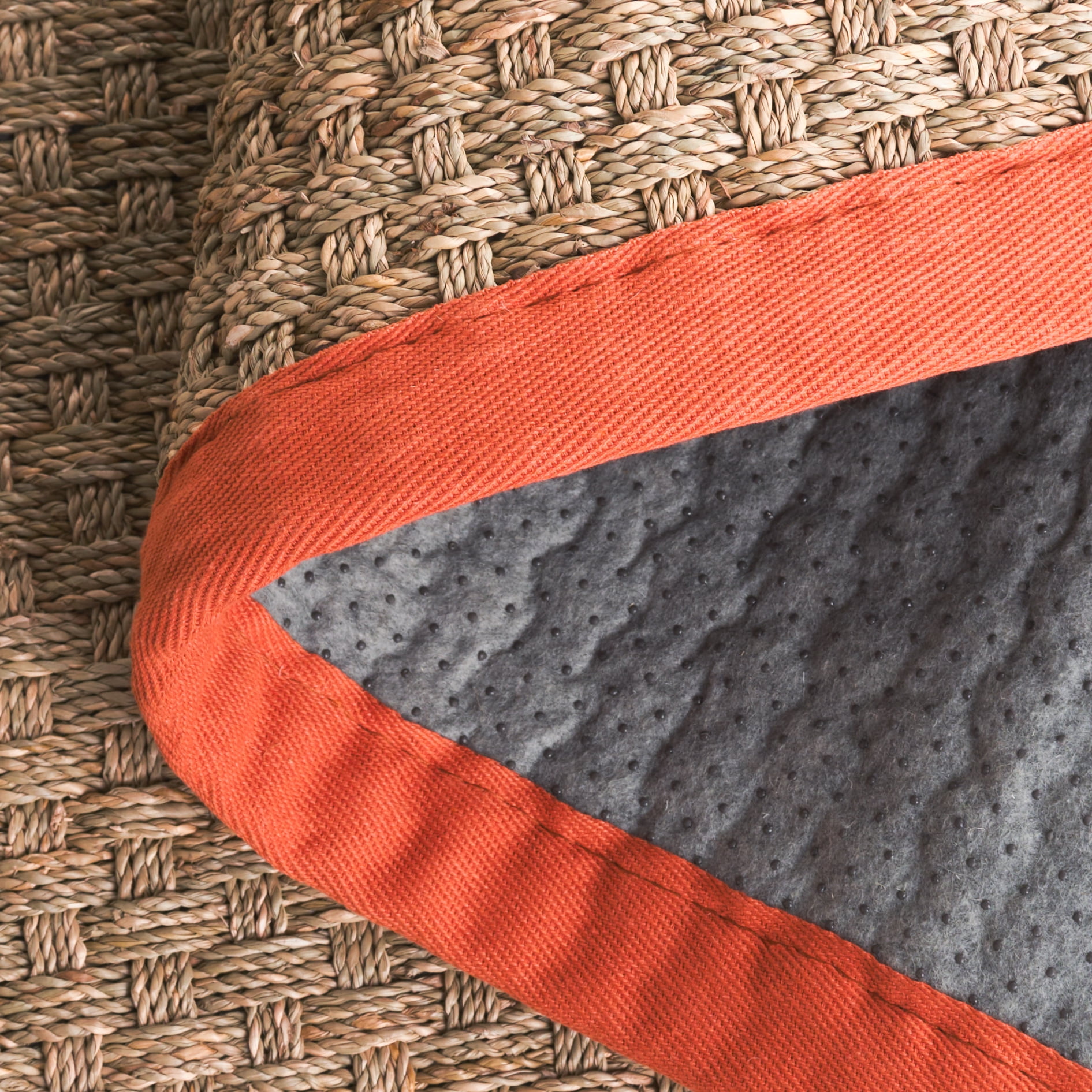 SAFAVIEH Natural Fiber Arbor Bordered Area Rug, Natural/Rust, 6' x 6' Round - Coastal Design, Natural & Rust, Seagrass, Ideal for Entryway, Kitchen, Living Room, Office