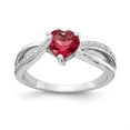 thumbnail image 4 of Auriga Fine Jewelry 925 Sterling Silver Heart Shaped Created Ruby and Diamond Ring Size 9 for Women, 4 of 6