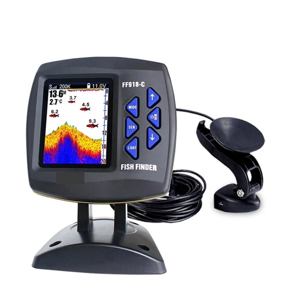FF918CS-T Color Screen Wired Fish Finder with Dual Frequency, 328ft/100m Depth for Boat
