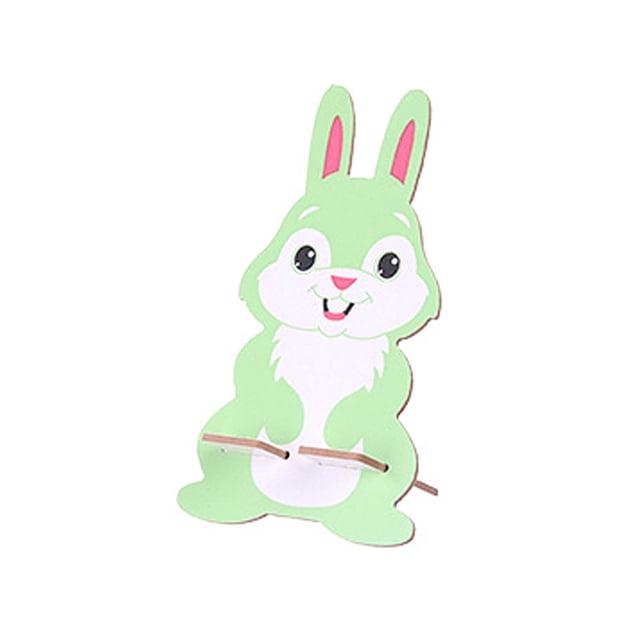 Soporte para celular de madera con diseño de conejo adorable - Verde, ideal para tablets y decoración de escritorio