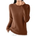 thumbnail image 1 of Dagugfen Hauts d'Automne pour Femmes Col Rond Manches Longues Tricot Confortable Couche de Base Thermique Chandail Décontracté, 1 of 3