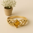 thumbnail image 5 of Mooneye 5mm Square Citrine 925 Sterling Silver Gold Vermeil Celtic Women Valentines Day Gift Ring, 5 of 8