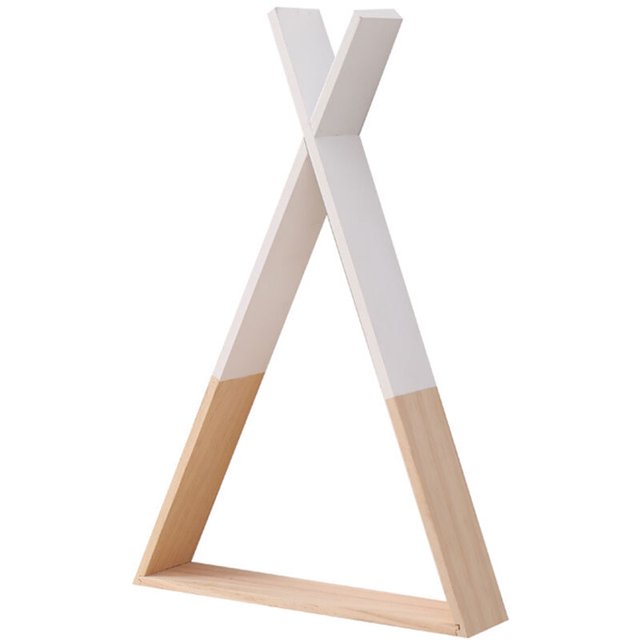 Estante de madera de tres esquinas, estante decorativo montado en la pared para la habitación de los niños y las decoraciones del dormitorio, decoración de bricolaje, blanco