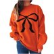 thumbnail image 2 of Ailaofu Womens Fall Winter Casual Sweater Cute Bow Crewneck Long Sleeve Baggy Knit Sweatshirt Top Trendy Aesthetic Clothes, 2 of 5