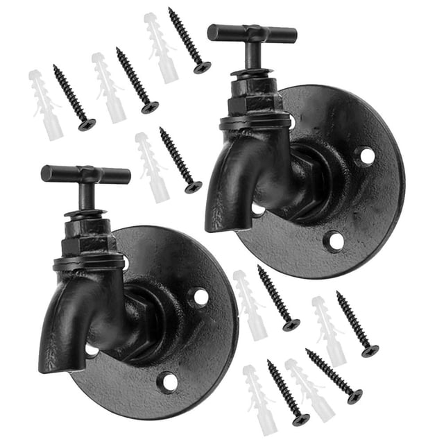 STRANDCHIC 2Set Black Vintage Wall Hooks with Industrial Style Design for Room Organization