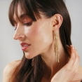 thumbnail image 6 of Humble Chic CZ Diamond Earrings - Oversized Tassel Statement Chandelier Studs, Gold, 6 of 8