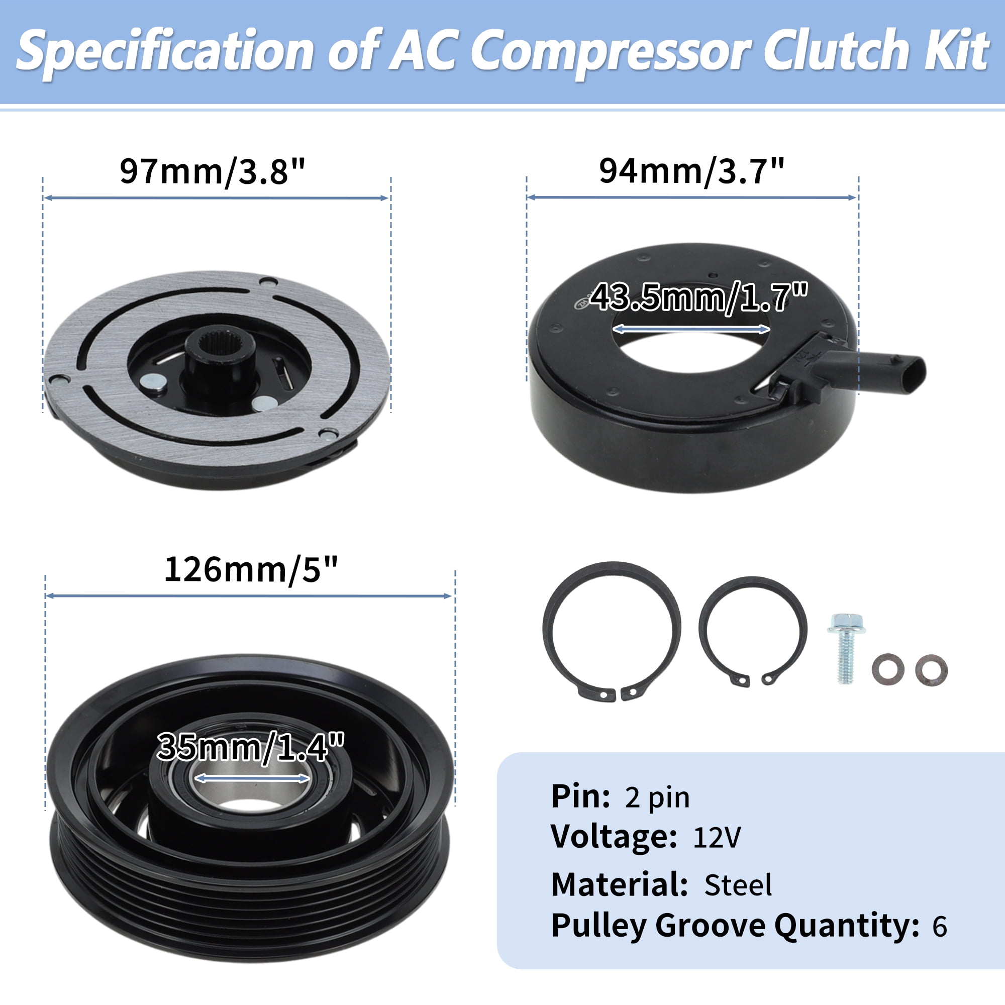 Unique Bargains AC Compressor Clutch Kit for Chrysler Pacifica 2017-2022