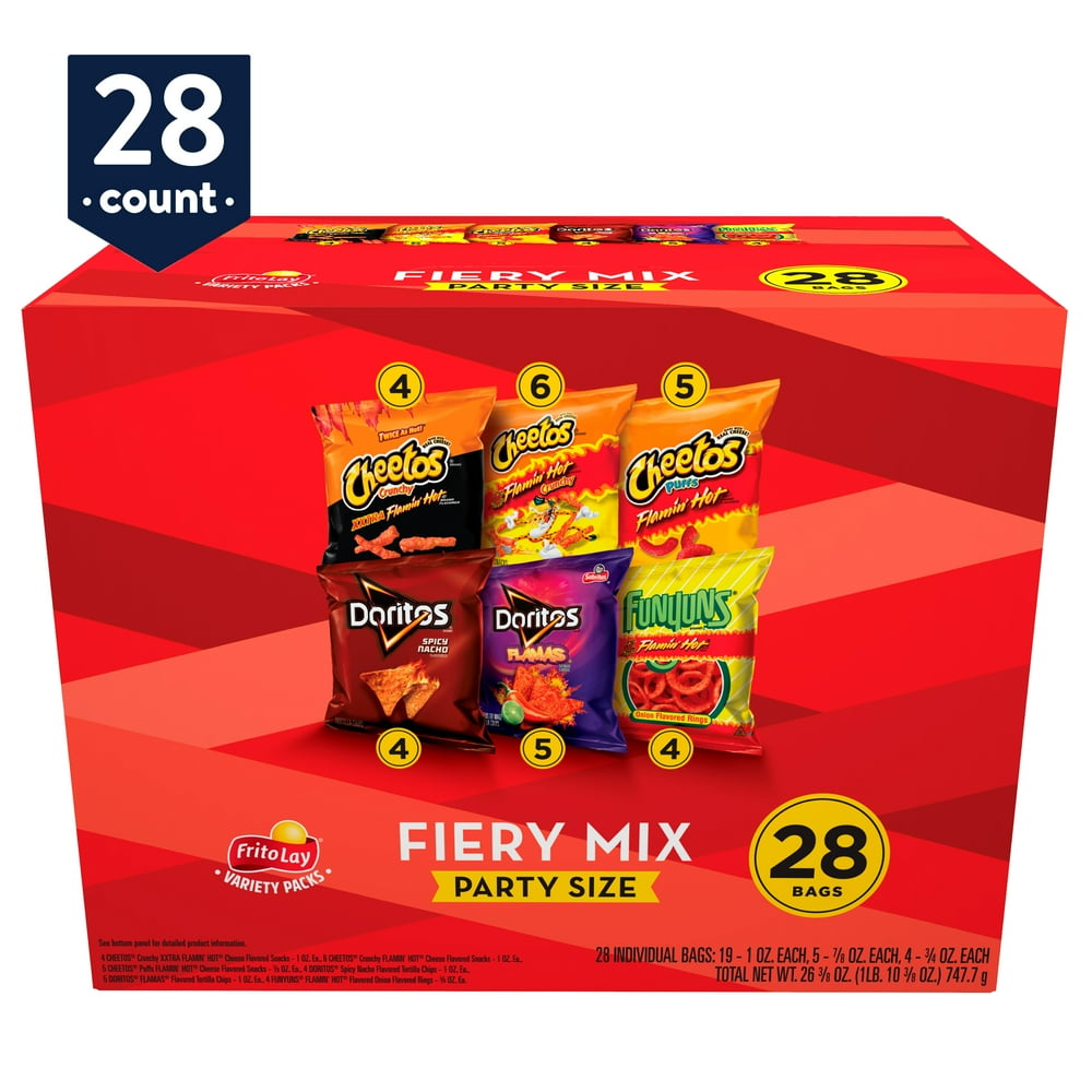 FritoLay Fiery Mix Snacks Variety Pack , Party Size, 28 Count