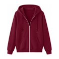 thumbnail image 4 of JIAYUE Women Plain Hooded Sweatshirt Jacket Soft Full Zipper Elastic Ribbed Cuffs And Hem Daily Hoodies Coat For Weekend Workout And Trips, 4 of 4