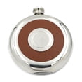thumbnail image 3 of 2 Pcs Round Stainless Steel Pocket Flask with Build-In Shot Glass 5Oz Hip Flask Mirror Polished Mini Alcohol Bottles, Black & Brown, 3 of 8