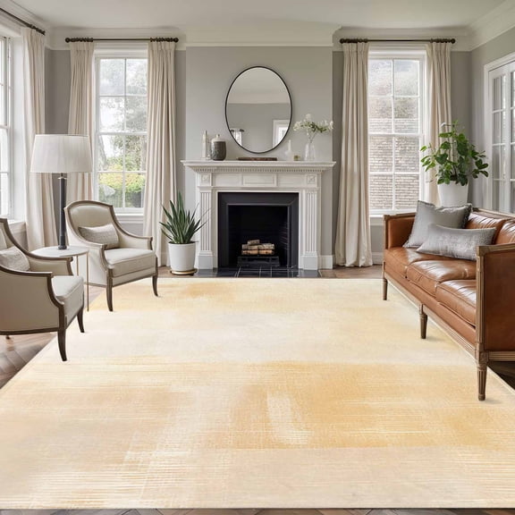 8'x10' Area Rugs, Cream Indoor Outdoor Area Rug for Living Room Bedroom, Modern Oil Painting Abstract Washable Bathroom Rugs Kitchen Floor Carpet Mats Home Decor Aesthetic