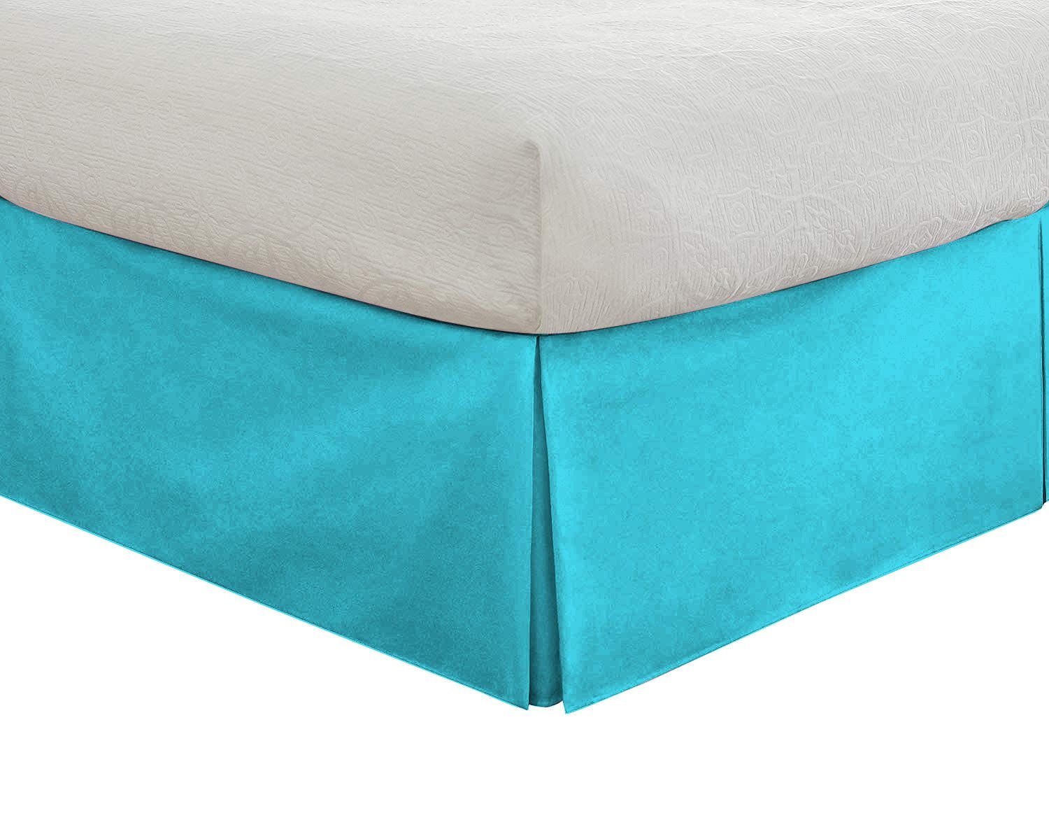 D.N.G. BEDDINGS 1 Piece Split Corner Tailored Bed Skirt, 24 Inch Deep Pocket, 800 Thread Cotton 100% Egyptian Cotton, California King Size (72" x 84") Inch, Solid Turquoise Blue