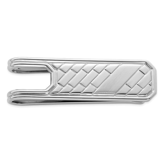 Sterling Silver Rhodium Plated Money Clip - 17.0 Grams - Measures 51x15mm Wide