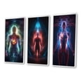 thumbnail image 3 of Designart "Ethereal Body Glowing Light Awakening II" Robot Framed Wall Art Set Of 3 - Blue Modern Frame Canvas Set For Living Room Decor, 3 of 6