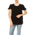 thumbnail image 6 of Women's Chic Ruffle Sleeve Blouse – Round Neck, Solid and Print Styles, 6 of 7