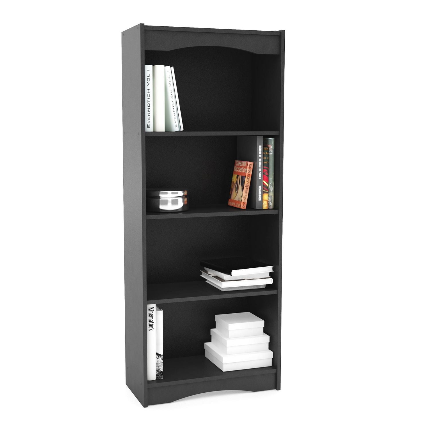 CorLiving Hawthorne Engineered Wood 4 Shelf Adult Bookcase with 3 Adjustable Shelves