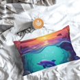 thumbnail image 3 of Salouo Hawaiian Island Dolphin Pattern Pillow Cases,1PC Pillow Covers with Envelope Closure Decorative Pillow Case for Bed Couch,Pillows Not Included-16"x24", 3 of 6