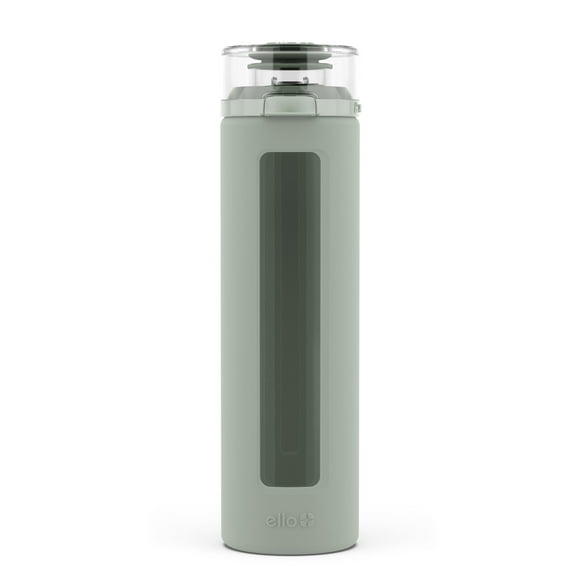 Botella de agua Ello Syndicate de vidrio reutilizable de 590 ml con tapa abatible