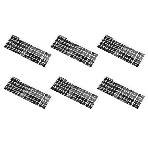 6X White Letters English Keyboard Sticker Decal Black for Laptop PC
