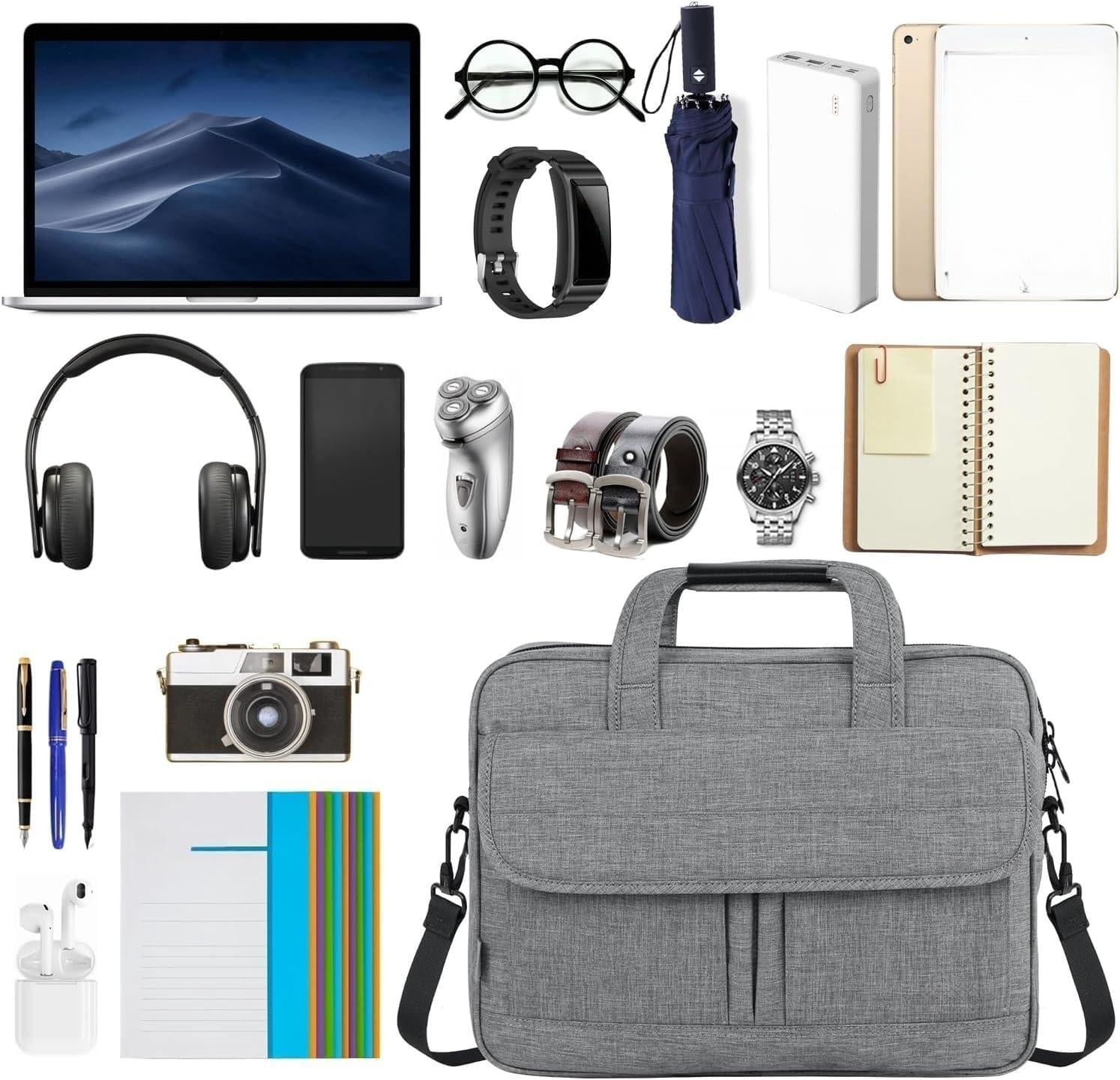 Laptop Bag For Men  Water Resistant Crossbody Messenger Shoulder Business Professional Office Briefcase Portable 15.6 Inch Carry On Case Notebook/computer Grey