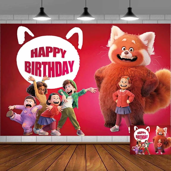 TURNNING RED Backdrop Banner Party Supplies Poster Movie Theme Background for Photography Kids Birthday Decorations
