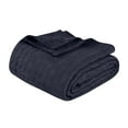 thumbnail image 2 of Superior Basketweave All-Season Cotton Blanket, Throw (Non-Standard), Navy Blue, 2 of 9