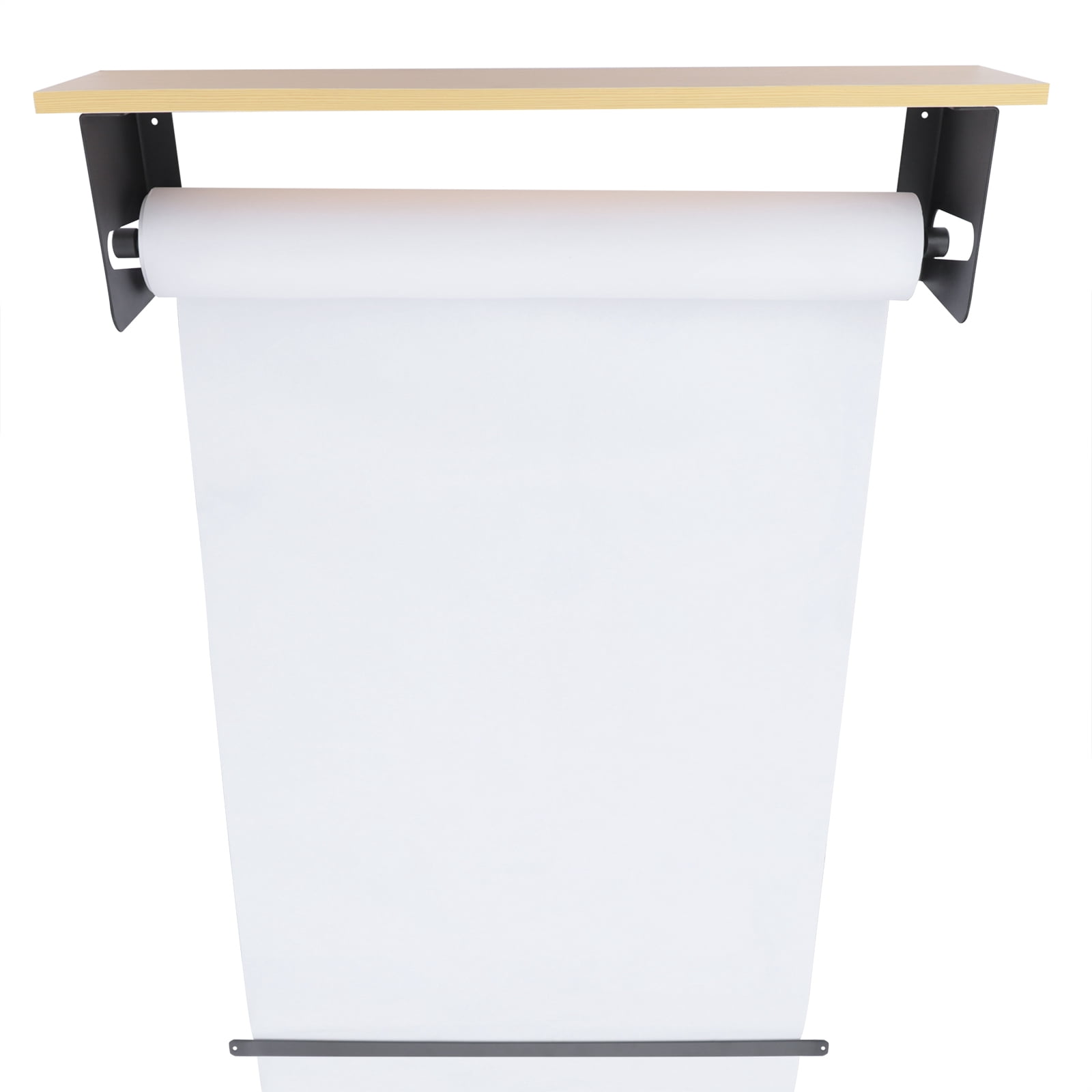 24'' Paper Roll Cutter Wall Mounted Kraft Paper Dispenser Cutter Wood Floating Shelf