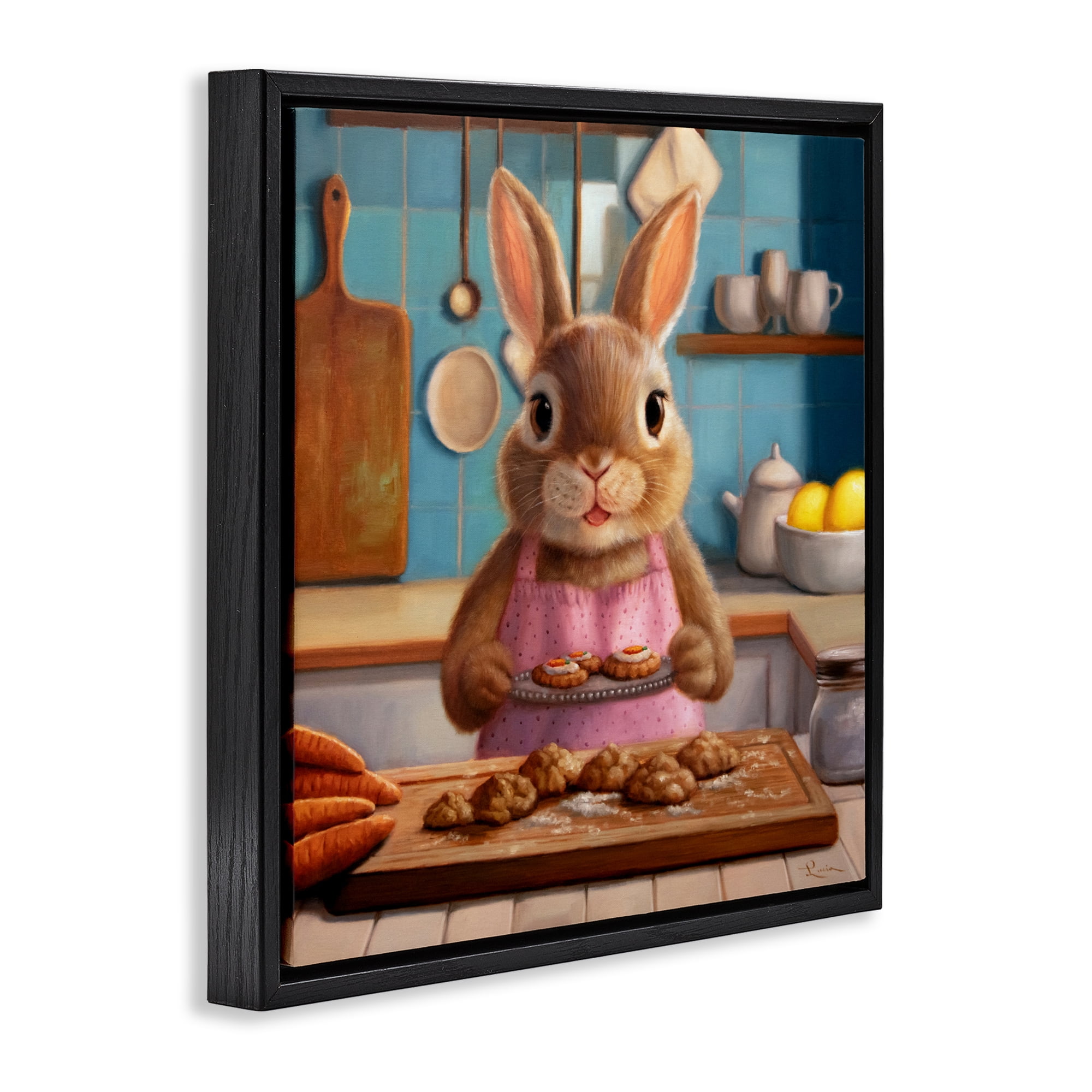 Stupell Industries Mrs. Bunny Bakewell Black Framed Floater Canvas Wall Art, design by Lucia Heffernan