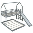 thumbnail image 5 of Newest Playhouse Twin over Full Pine Bunk Bed with Slide, Roof Design & Guardrails for Small Room, Gray, 5 of 13