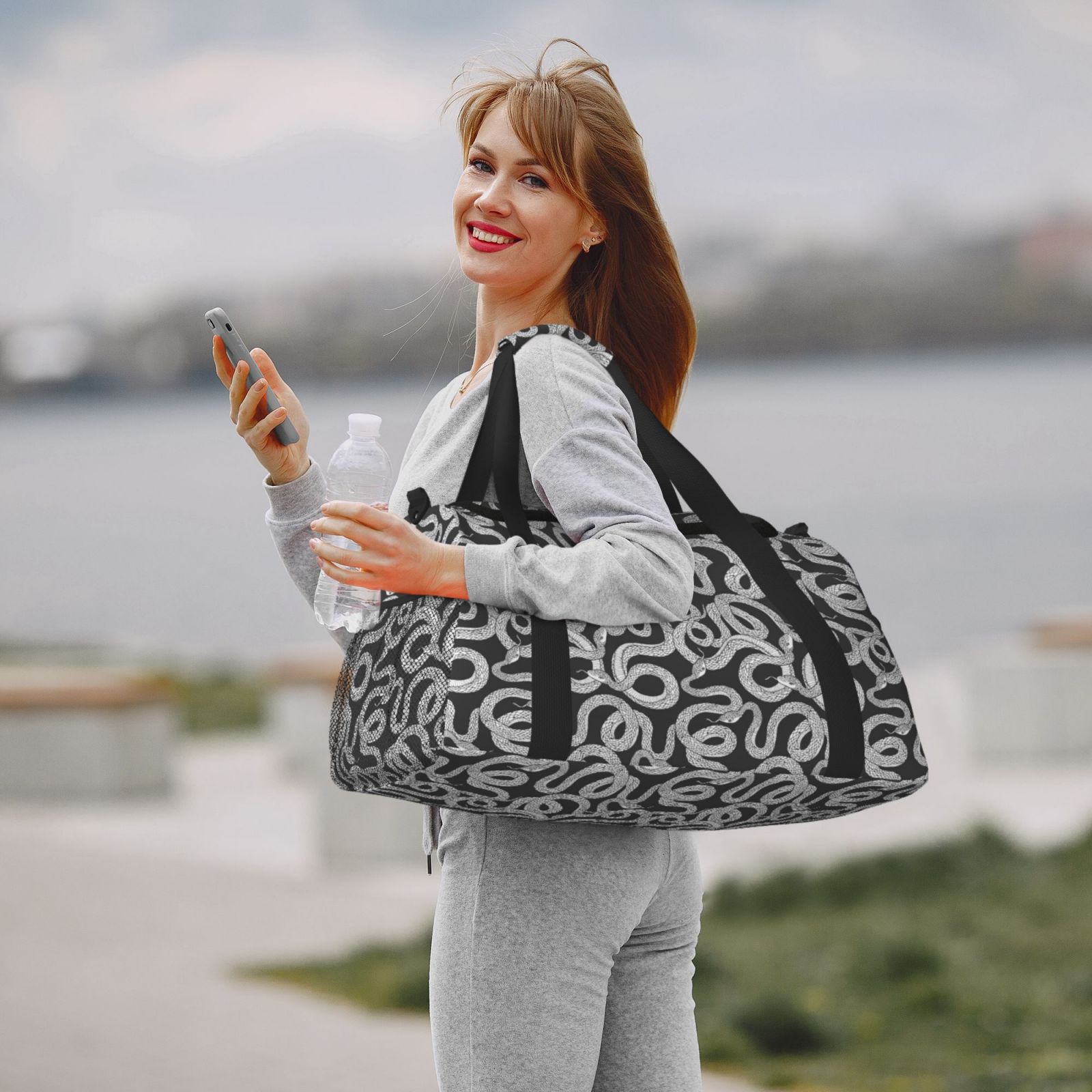 Fuzoiu Snake Print Travel Duffle Bag,Carry On Tote Bags,Duffel Bag,Sport Gym Bag, Hospital Bag for Labor and Delivery, Overnight Bag,Luggage Bag