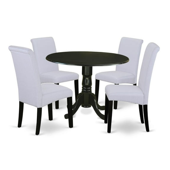 East West Furniture Dublin 5-piece Wood Dining Set in Black/Grayish Blue