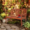 thumbnail image 2 of VINGLI Outdoor Bench, Acacia Wood Garden Bench, 47'' Patio Wooden Porch Bench, Rustic Outside Park Bench Loveseat with Armrest and Curved Backrest for Poolside Balcony Backyard, 2 of 7