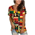thumbnail image 2 of JTZGDY Western Shirts for Women Vintage African Dashiki Print Summer Short Sleeve Casual V Neck Contrast Color Ethnic T-Shirts Trendy Ladies Flowy Tunic Blouse Orange#02 M, 2 of 6