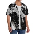 thumbnail image 2 of KLL Fluid Black White Paint Swirls Print Men's Shirt Short Sleeve Button Down Summer Cuba Beach Shirts- 4X-Large, 2 of 5