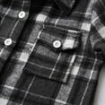 thumbnail image 6 of ZCFZJW Little Kids Toddler Baby Boy Girl Flannel Shirt Jacket Plaid Long Sleeve Lapel Button Down Shacket Fall Winter Warm Coat Outwear A#14-Black 3-6 Months, 6 of 9