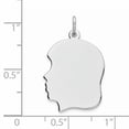 thumbnail image 3 of Sterling Silver Rhod-plate Eng. Girl Polished Front/Satin Back Disc Charm, 3 of 3